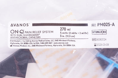 Avanos PM025-A ON-Q Pain Relief System Antimicrobial Caths. 5inch x 270ml